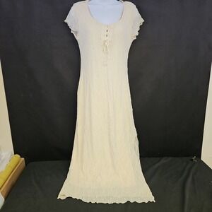 Kirious Los Angeles Ivory Gauzy Maxi Dress Size M Cottage Boho Fairy Romantic